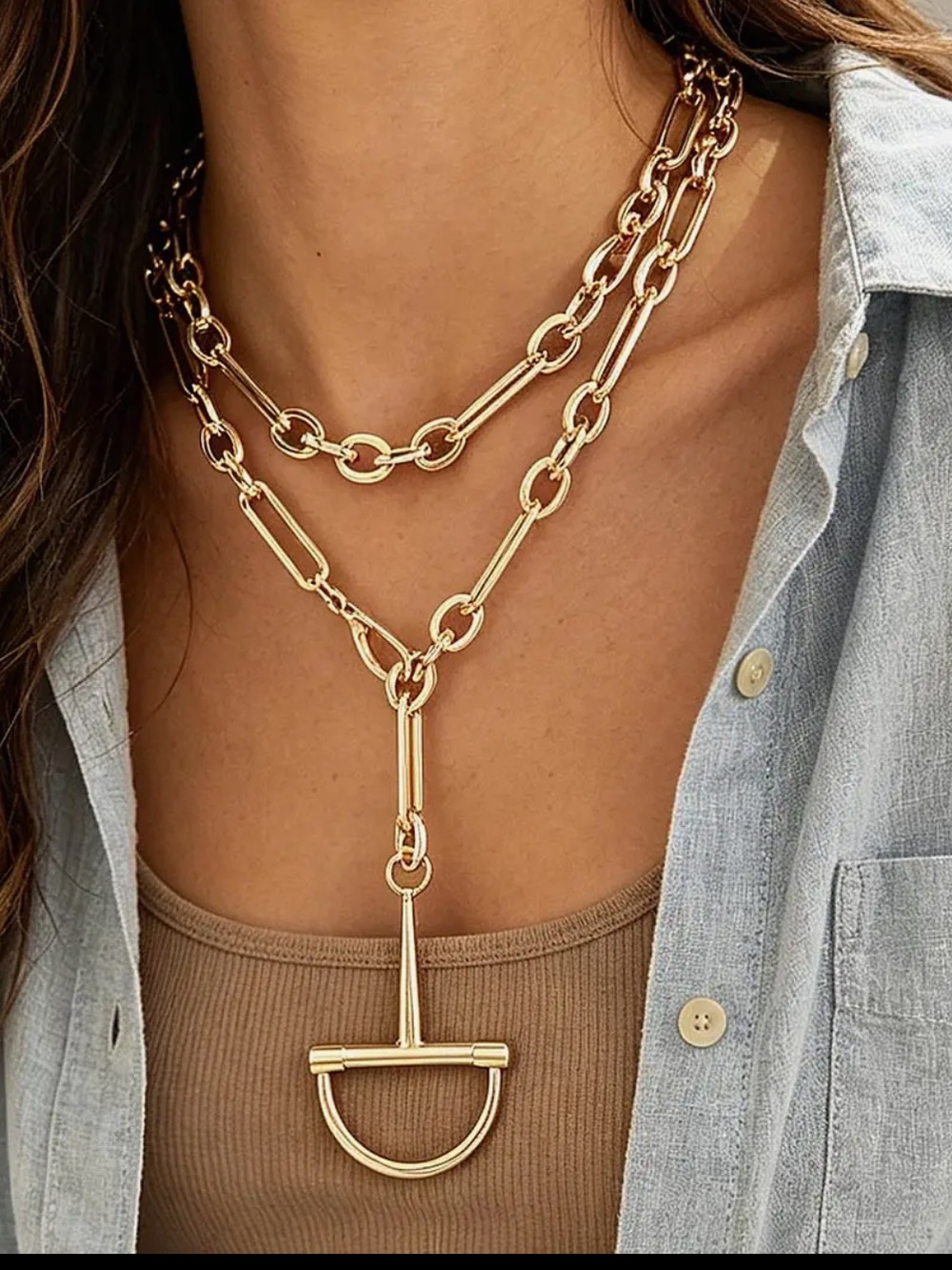 Gold Layered Link Necklace -